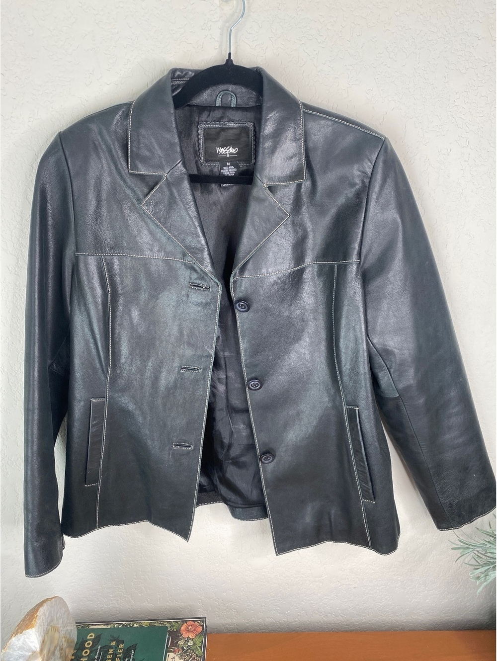 Stunning Vintage Leather Mossimo Jacket with Contrast stitching